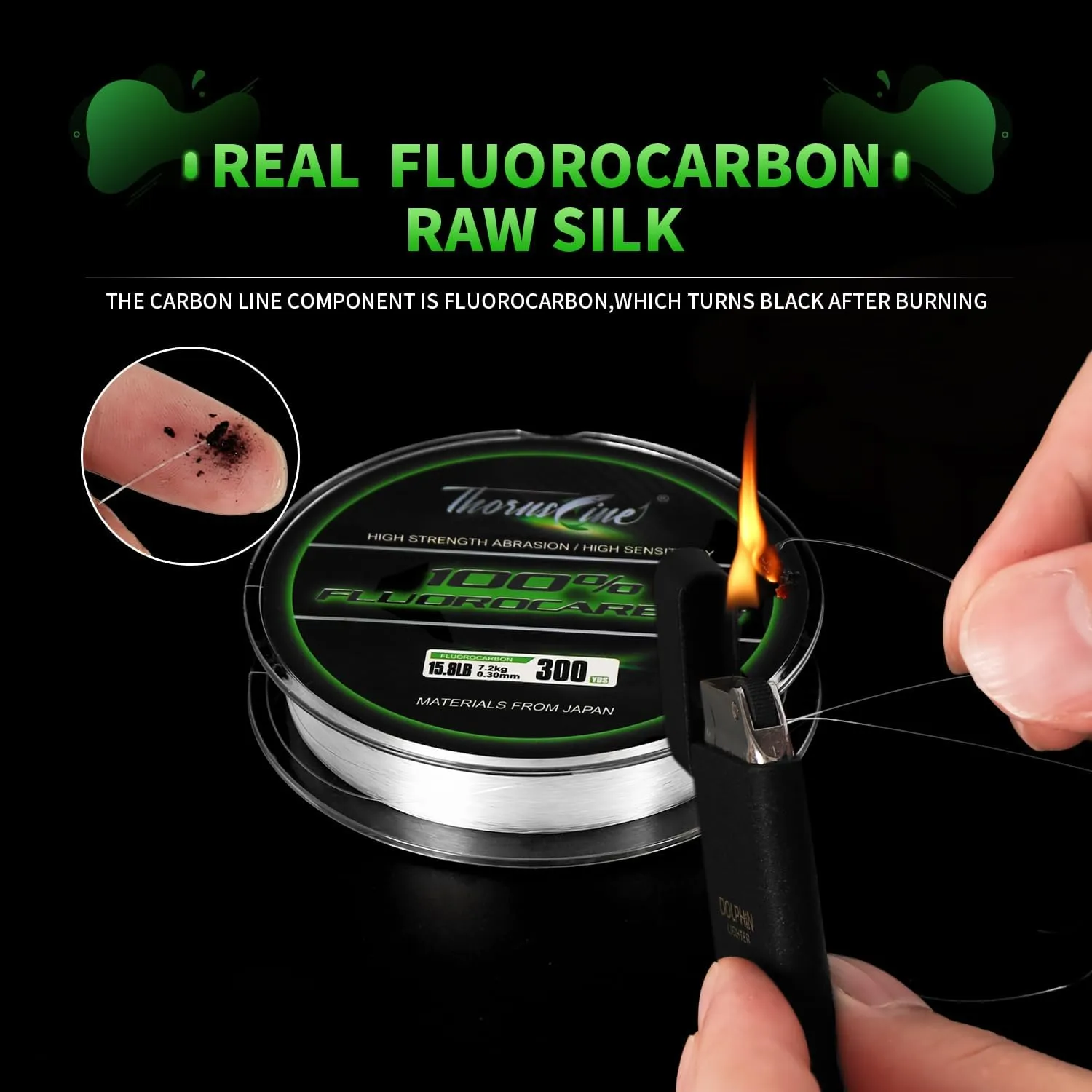 100% Pure Fluorocarbon Fishing Line - Premium Leader Material from Japan - High Strength, Abrasion-Resistant, Fast Sinking - Freshwater and Saltwater Fishing Leader