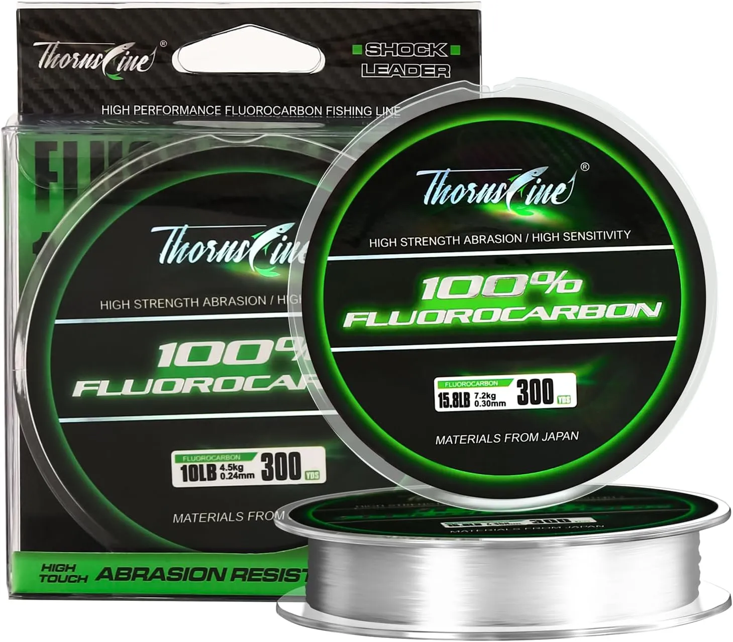 100% Pure Fluorocarbon Fishing Line - Premium Leader Material from Japan - High Strength, Abrasion-Resistant, Fast Sinking - Freshwater and Saltwater Fishing Leader