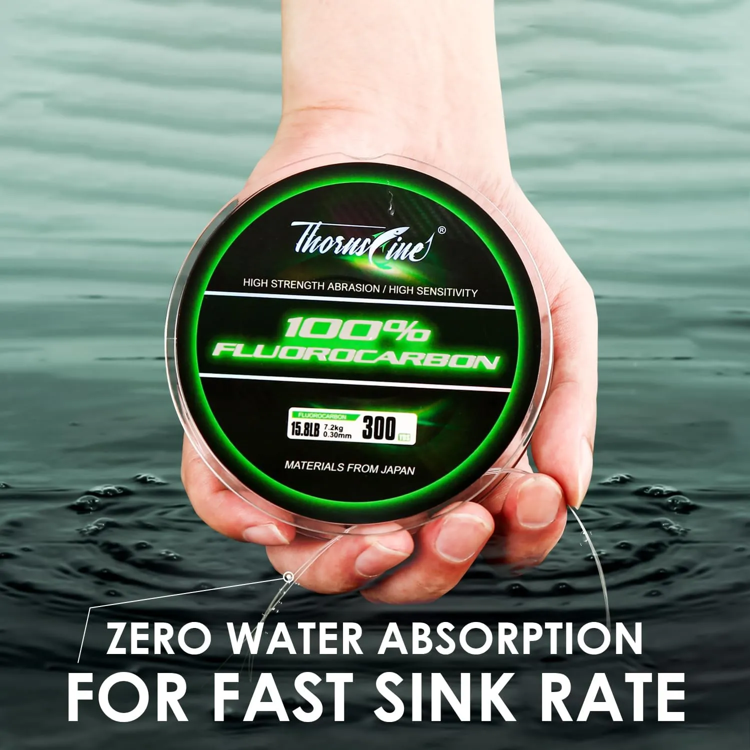 100% Pure Fluorocarbon Fishing Line - Premium Leader Material from Japan - High Strength, Abrasion-Resistant, Fast Sinking - Freshwater and Saltwater Fishing Leader