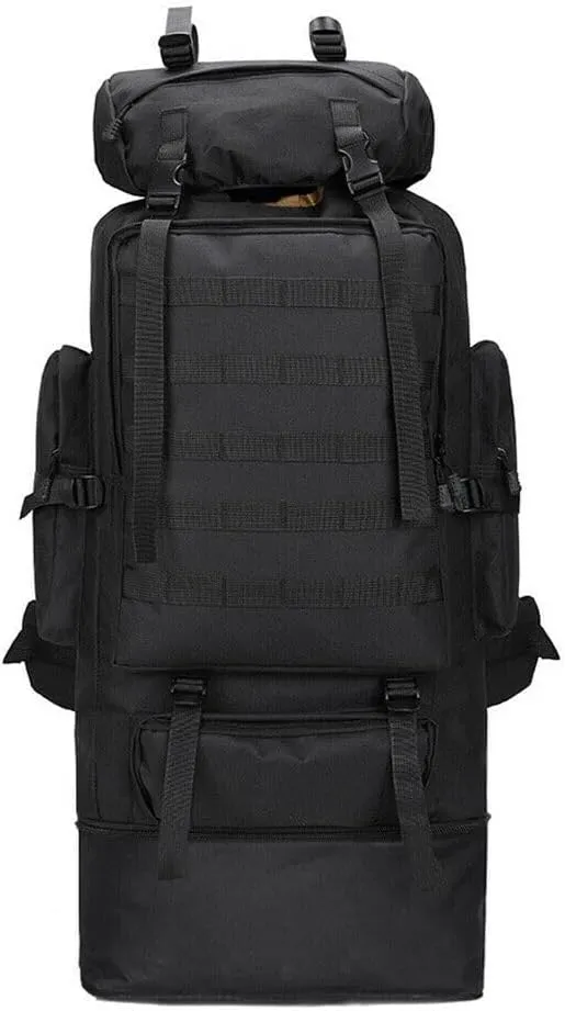 100L Camping Hiking Backpack, Large Military Tactical Backpack Waterproof Travel Daypack Survival Rucksack Bushcraft Backpack Lightweight Outdoor Camping Bag, Black