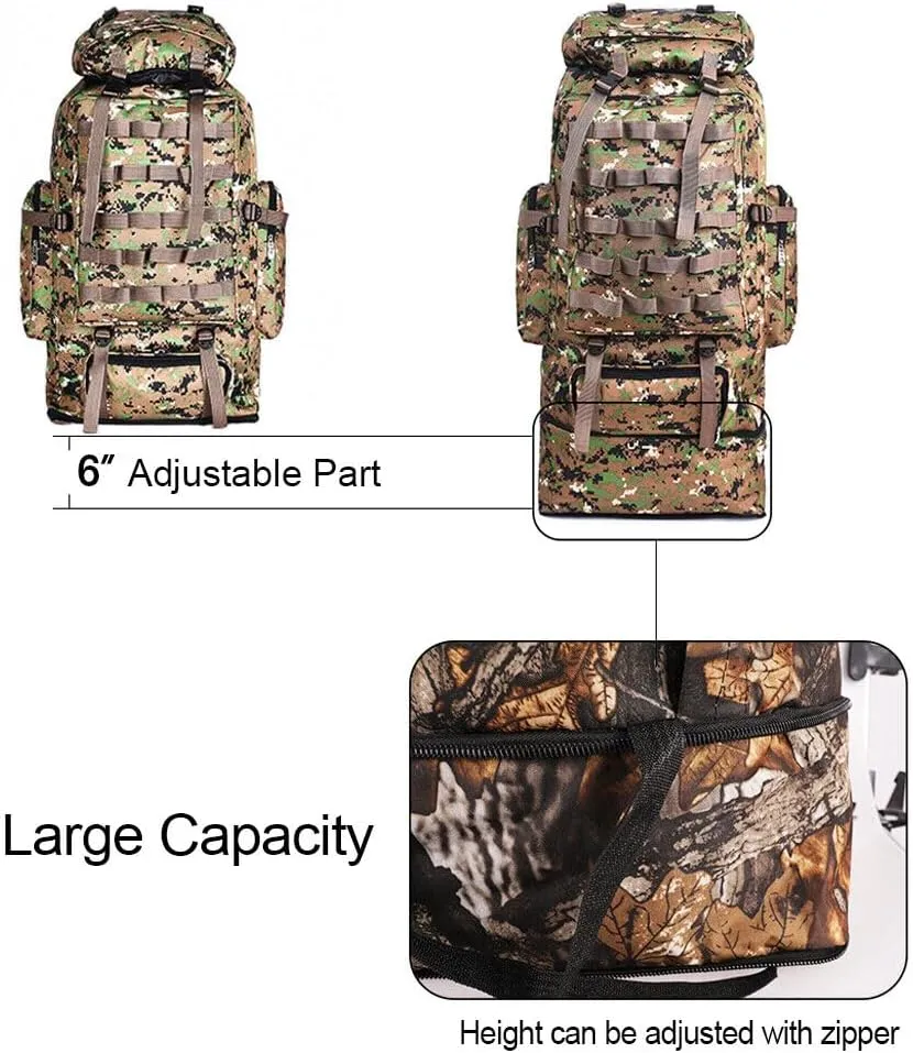100L Camping Hiking Backpack, Large Military Tactical Backpack Waterproof Travel Daypack Survival Rucksack Bushcraft Backpack Lightweight Outdoor Camping Bag, Black