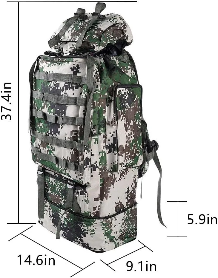 100L Camping Hiking Backpack, Large Military Tactical Backpack Waterproof Travel Daypack Survival Rucksack Bushcraft Backpack Lightweight Outdoor Camping Bag, Black