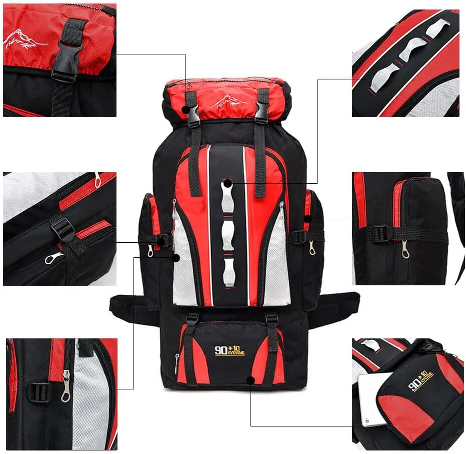 100L Camping Hiking Backpack, Large Military Tactical Backpack Waterproof Travel Daypack Survival Rucksack Bushcraft Backpack Lightweight Outdoor Camping Bag, Dark Bue-2
