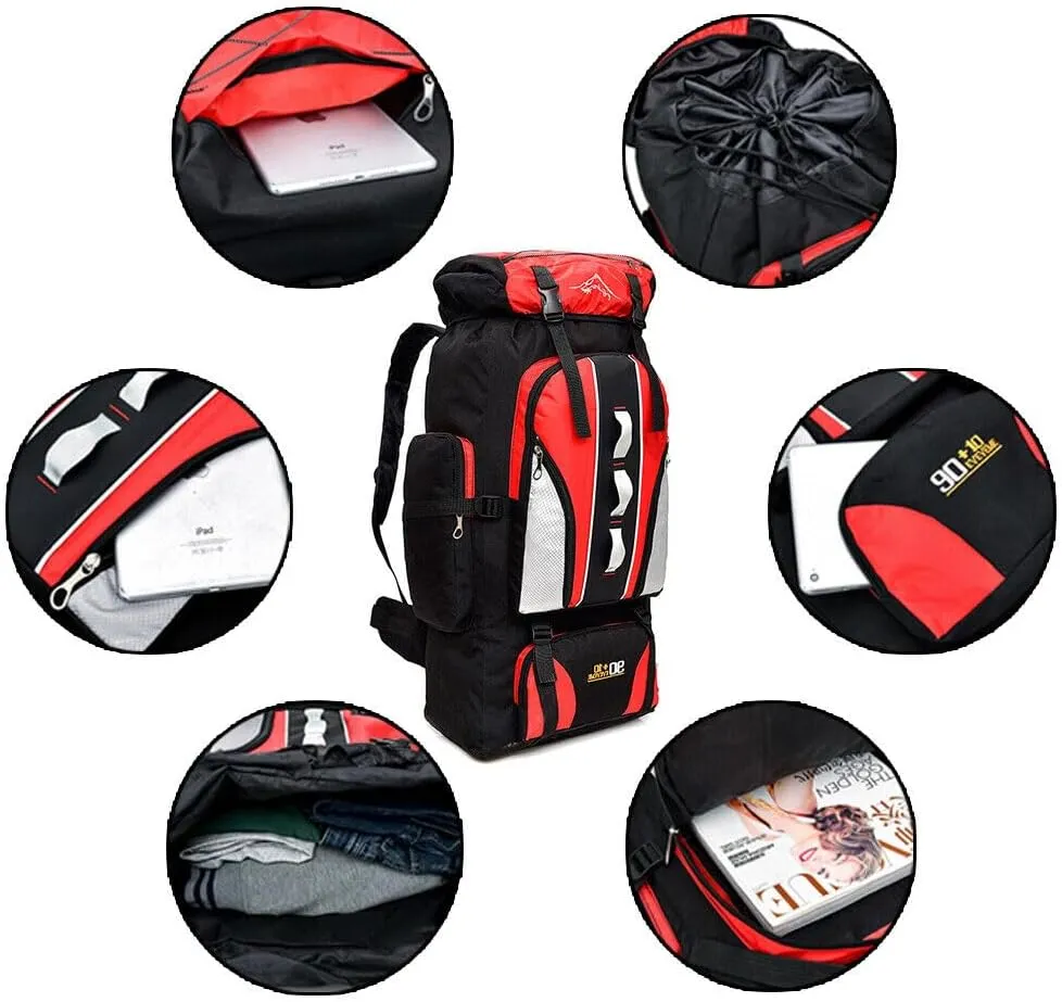 100L Camping Hiking Backpack, Large Military Tactical Backpack Waterproof Travel Daypack Survival Rucksack Bushcraft Backpack Lightweight Outdoor Camping Bag, Dark Bue-2