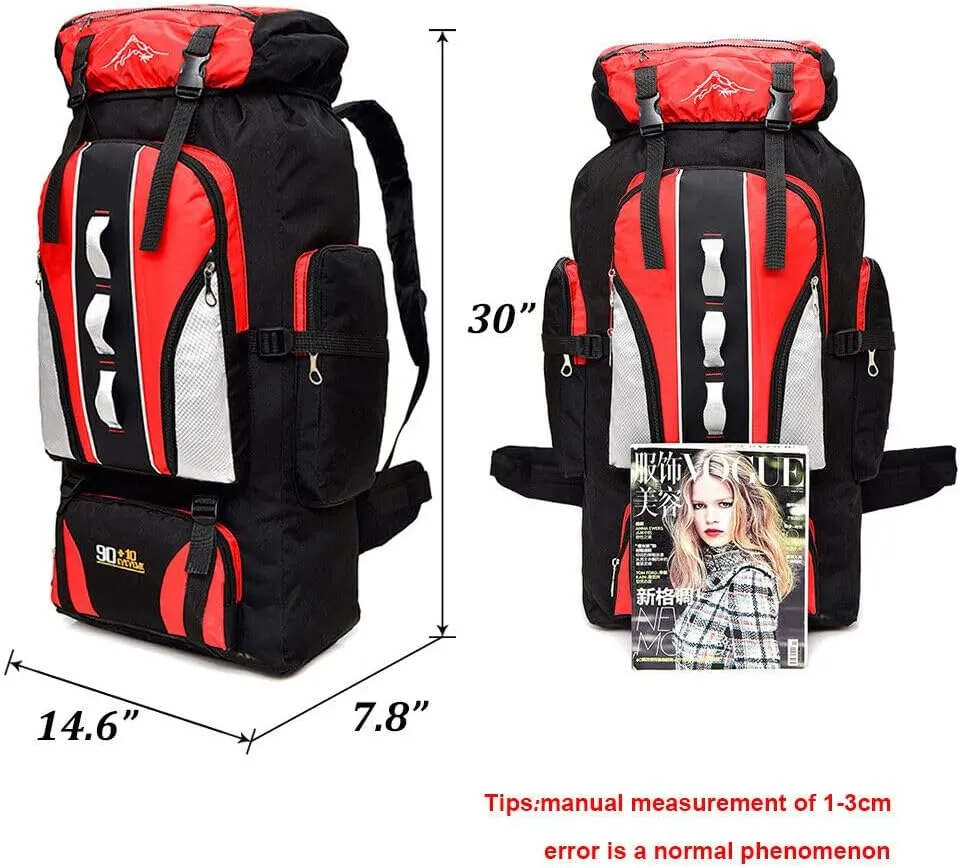 100L Camping Hiking Backpack, Large Military Tactical Backpack Waterproof Travel Daypack Survival Rucksack Bushcraft Backpack Lightweight Outdoor Camping Bag, Dark Bue-2