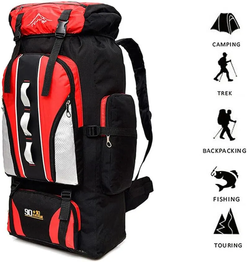 100L Camping Hiking Backpack, Large Military Tactical Backpack Waterproof Travel Daypack Survival Rucksack Bushcraft Backpack Lightweight Outdoor Camping Bag, Dark Bue-2