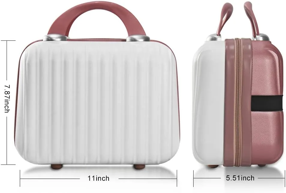 11 Inch Hard Shell Makeup Travel Case Portable Cosmetic Train Case Bag with Elastic Straps, Mini Suitcase for Travel Organizer Toiletry Gift for Women.