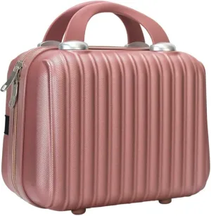 11 Inch Hard Shell Makeup Travel Case Portable Cosmetic Train Case Bag with Elastic Straps, Mini Suitcase for Travel Organizer Toiletry Gift for Women.
