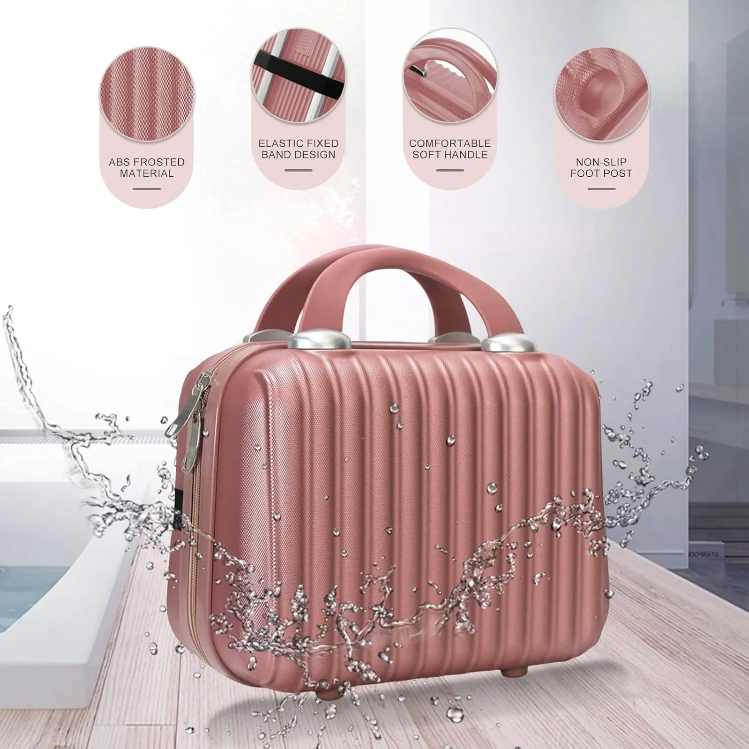 11 Inch Hard Shell Makeup Travel Case Portable Cosmetic Train Case Bag with Elastic Straps, Mini Suitcase for Travel Organizer Toiletry Gift for Women.