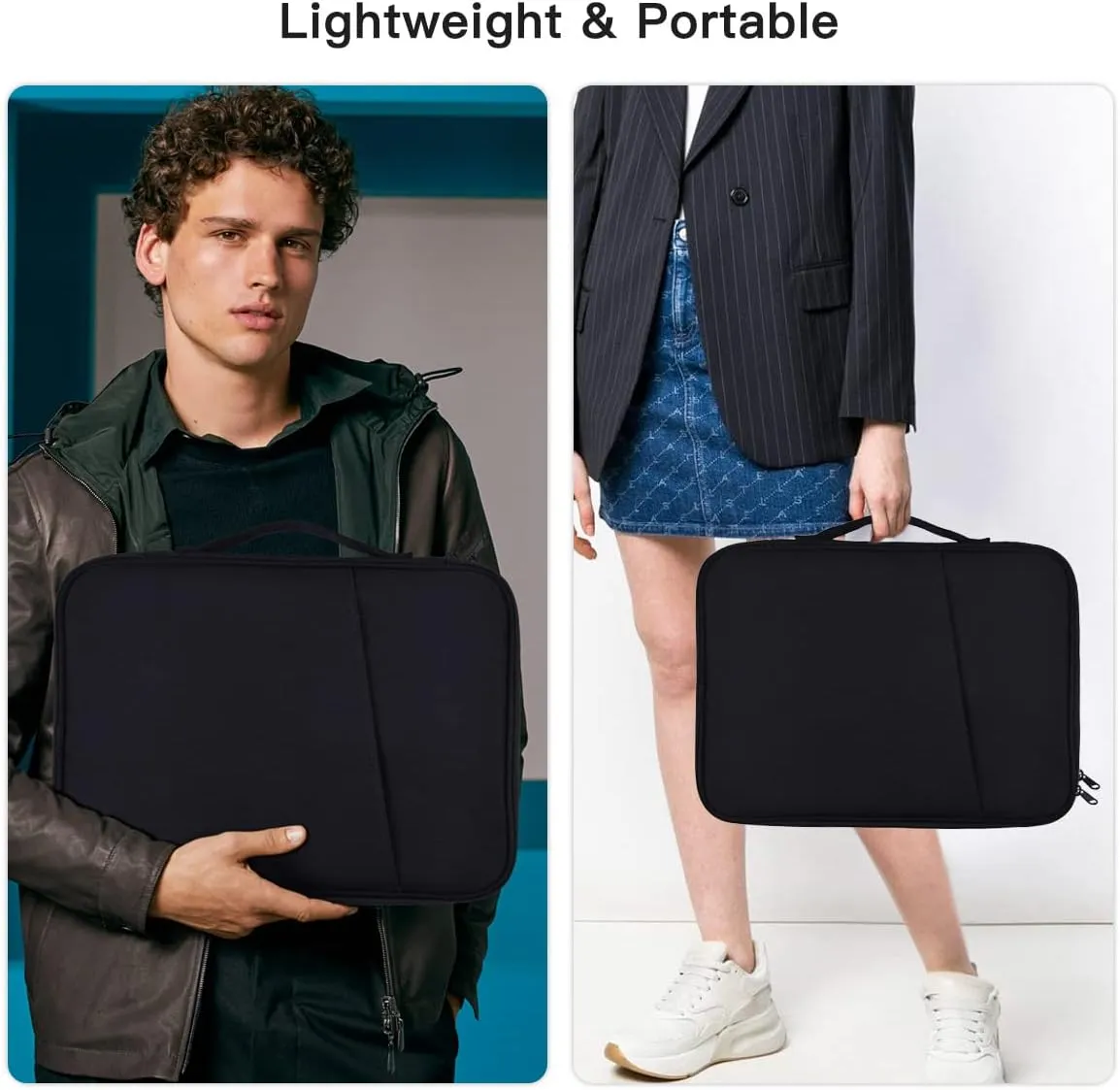 12-12.9 Inch Tablet Sleeve Bag for 12.4" Samsung Galaxy Tab S10  S9  Plus/S8 /S7  Plus/S7 FE,2025 13" iPad Air M3 M2/iPad Pro M4/Pro 12.9"/Microsoft Surface Go 2 12.4"/Pro 11 10 Carrying Case-Black
