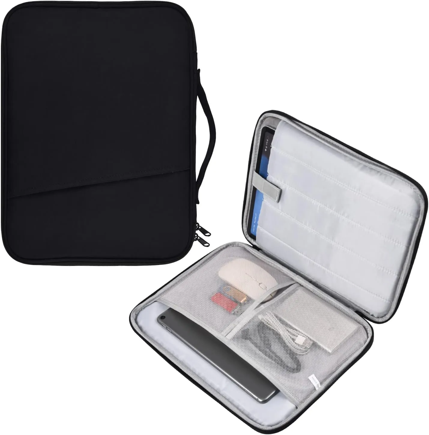 12-12.9 Inch Tablet Sleeve Bag for 12.4" Samsung Galaxy Tab S10  S9  Plus/S8 /S7  Plus/S7 FE,2025 13" iPad Air M3 M2/iPad Pro M4/Pro 12.9"/Microsoft Surface Go 2 12.4"/Pro 11 10 Carrying Case-Black