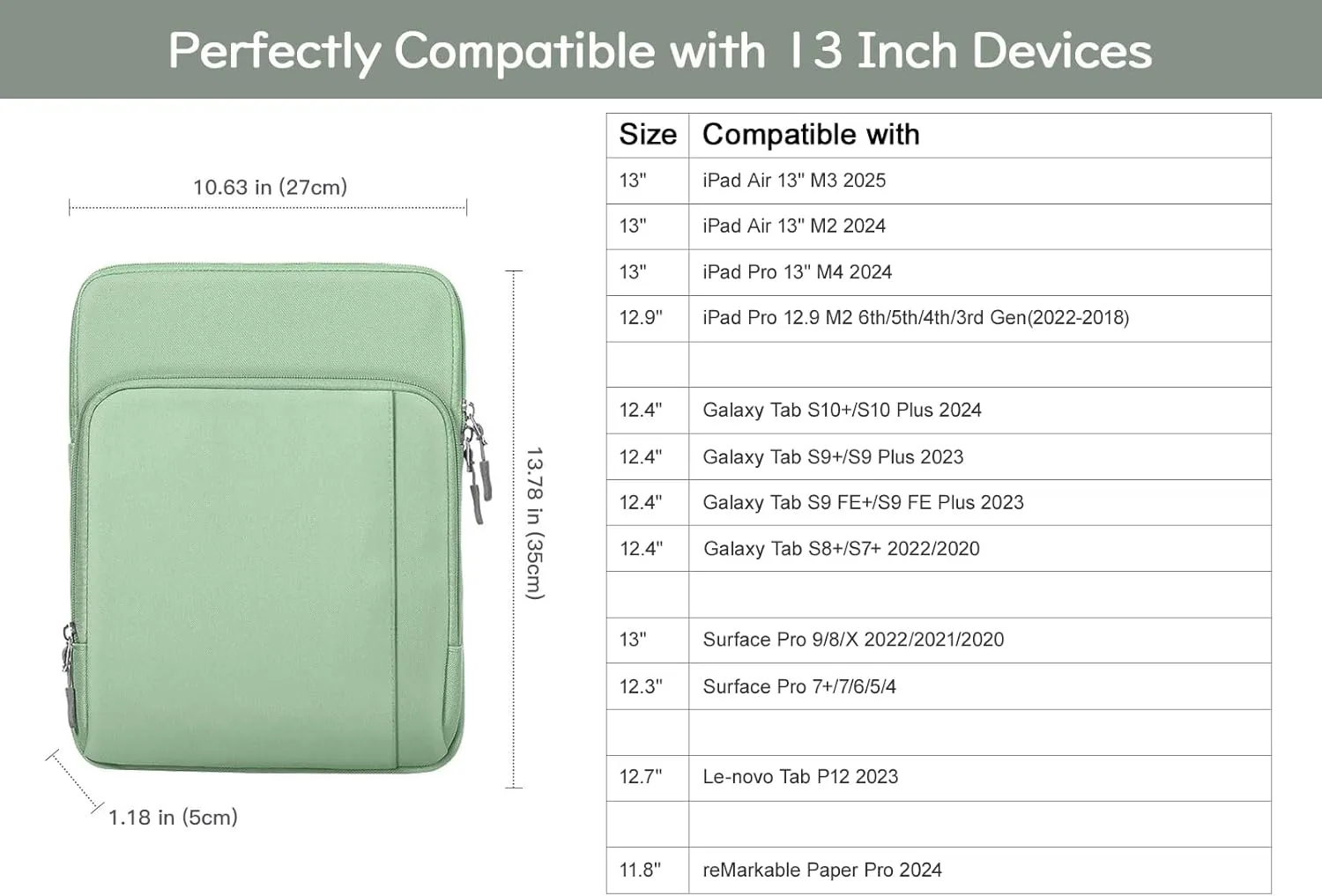 13-13.3 Inch Tablet Sleeve Case Shoulder Bag for iPad Pro 13", iPad Air 13", iPad Pro 12.9", Galaxy Tab S10  Plus