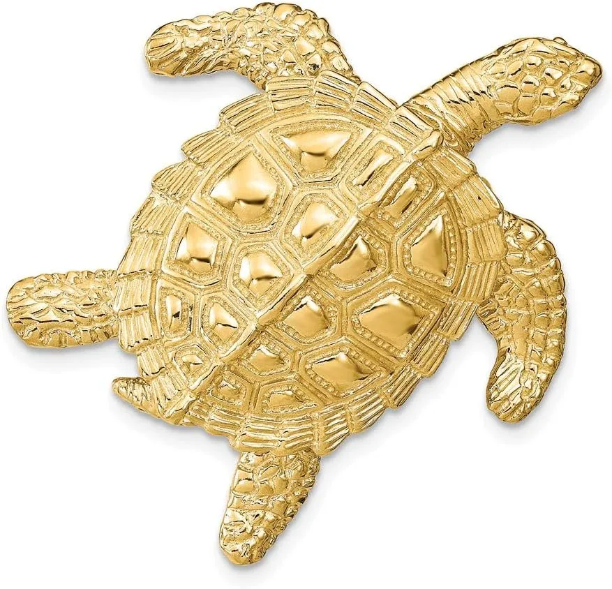 14K Yellow Gold Sea Turtle Pendant Slide