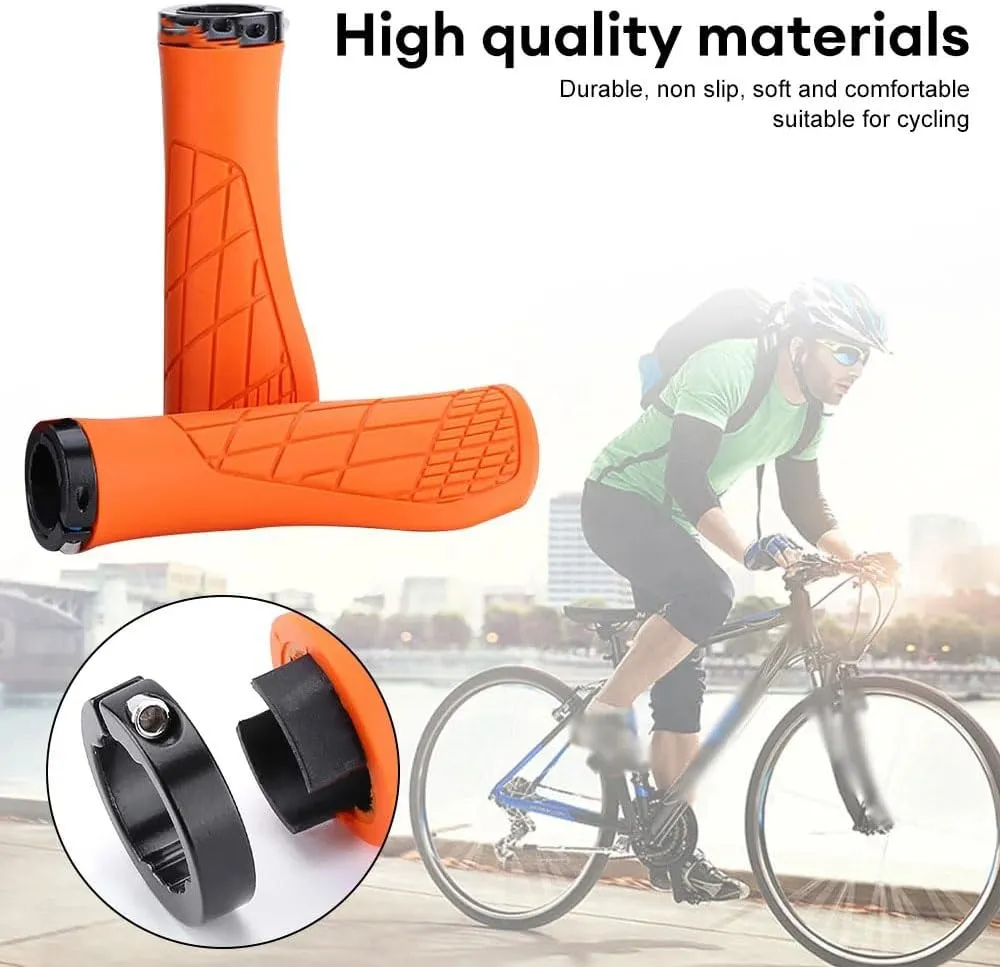 1Pair MTB Bicycle Grips Shockproof Bike Handlebar Cover Anti-Slip Lockable Grips Ergonomic Cycling Rubber Ball Handle Grips