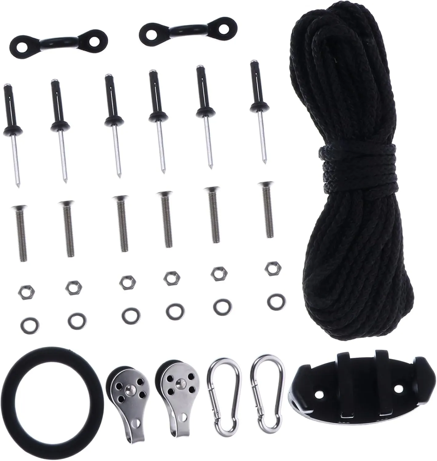 1Set Canoe Anchor Trolley Kit of Kayak Anchor Trolley System with Rope Pulley Pad Eye and Anchor Cleat for Secure Positioning All Water Conditions