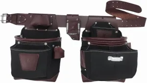 20-171 100% Leather Tool Belt, Bag, Carpenter, Construction, Framers, Handyman and Electrician Tool Bag Set, Brown