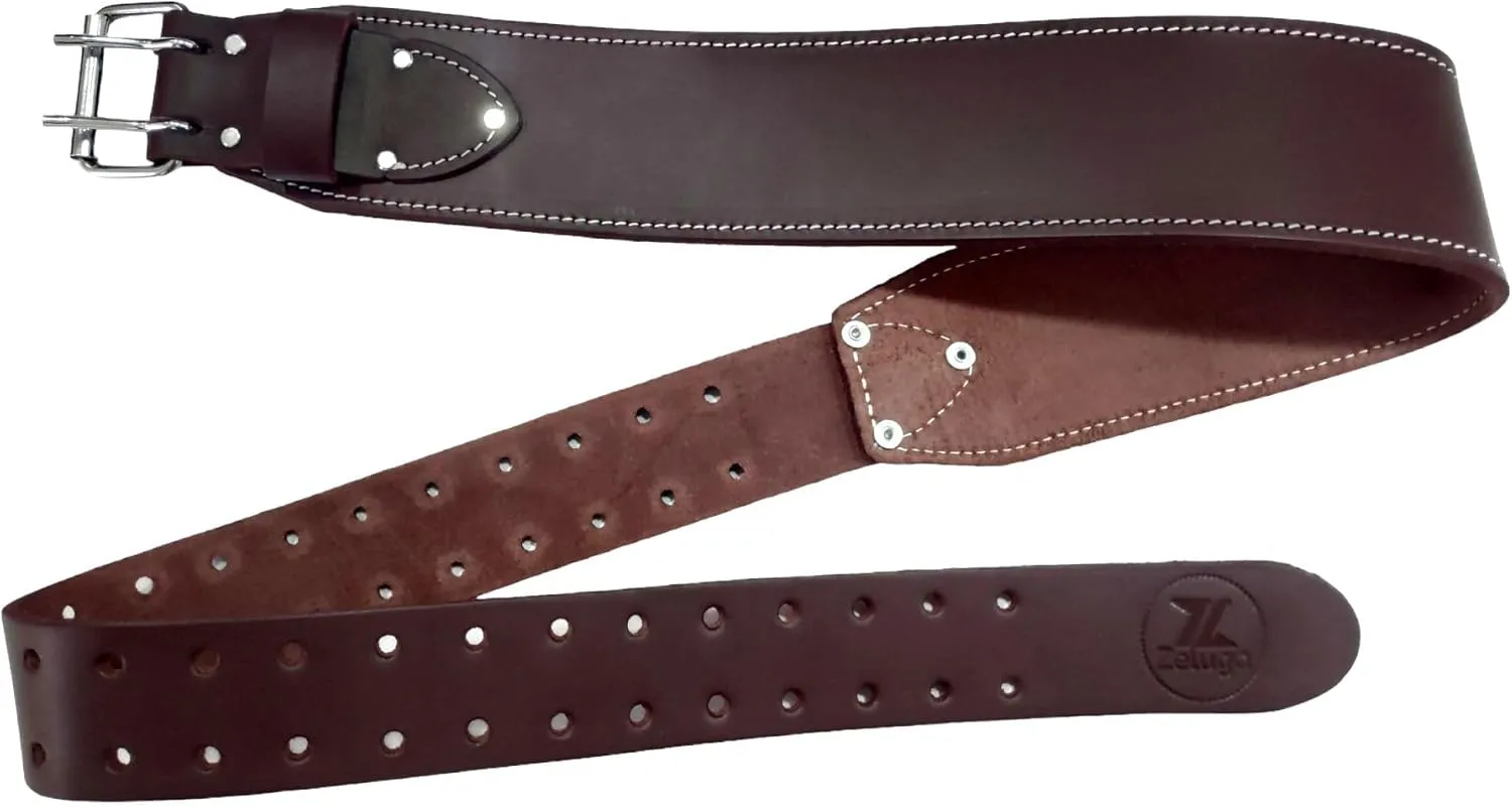 20-171 100% Leather Tool Belt, Bag, Carpenter, Construction, Framers, Handyman and Electrician Tool Bag Set, Brown