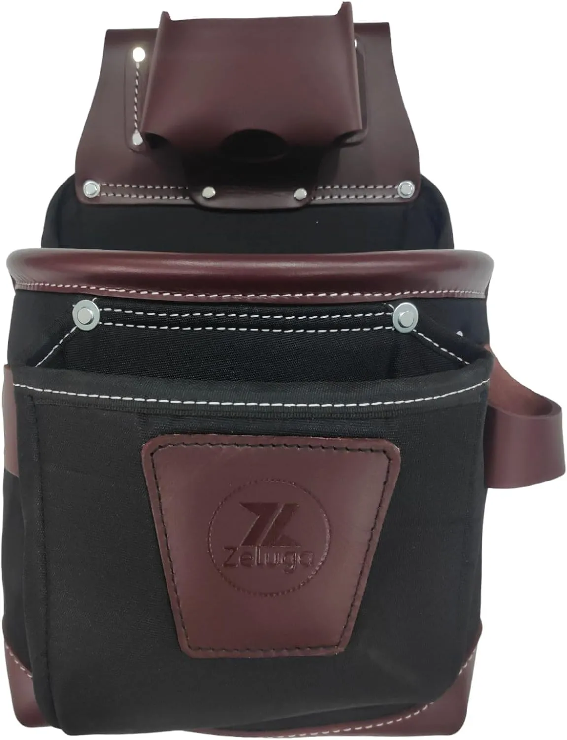 20-171 100% Leather Tool Belt, Bag, Carpenter, Construction, Framers, Handyman and Electrician Tool Bag Set, Brown