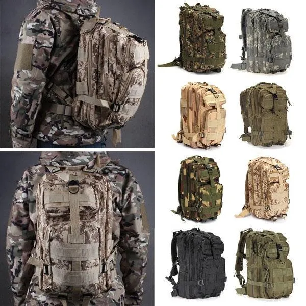 25L Outdoor Military Tactical Camping Hiking Trekking Backpack Rucksack Desert Digital
