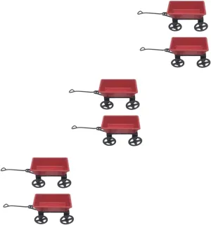 2sets Mini Pull Cart Craft for Dollhouse Scene Decoration Realistic Fairy Garden Ornament Lightweight Trolley for Miniature Collectors and Enthusiasts 2pcs*2