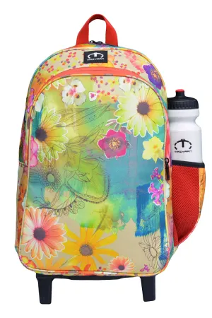 3 IN 1 MULTICOLOR FLOWER SCHOOL TROLLEY BAG [TROLLEY BAG   LUNCH BOX   GEOMETRY POUCH]- CLASS 8 to 10