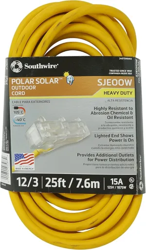 34870002 3487SW0002 3 Way Power Block; 25-Feet; Yellow