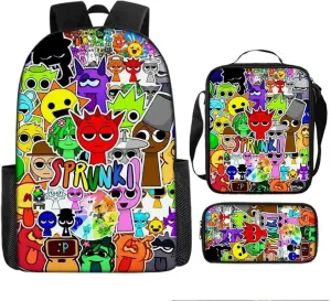 3PCS Sprunki backpack Cartoon Game Backpack Laptop Bag Outdoor Sports Pockets For Travel Backpack 17IN style31