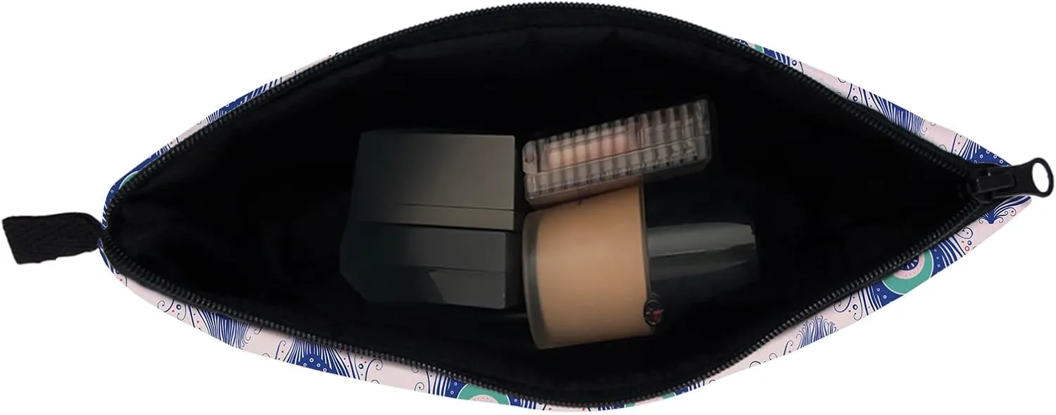 4 Pieces Set Makeup Bags Cute Cosmetic Pouch Allover Print Travel Zipper Cosmetic Organizer Stylish Toiletry Bag for Women Supplies Christmas (Evil-Eye)