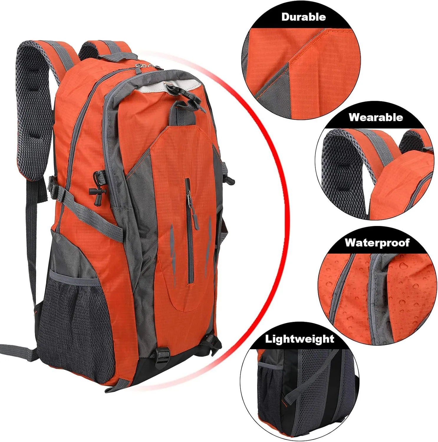 40L Backpack Shoulder Bag Comfortable for Outdoor Sports Climbing Camping Hiking (Orange)