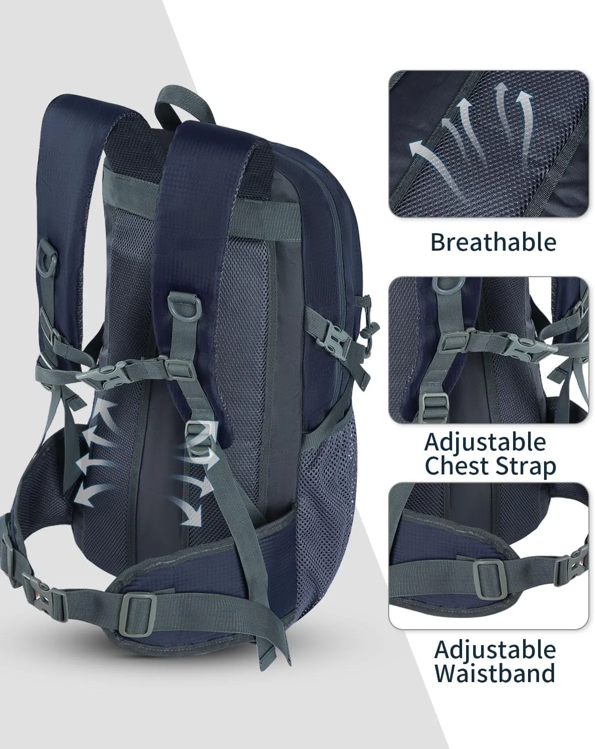 40L Hiking Backpack Lightweight Water Resistant Camping Outdoor Sport Trekking Travel Daypack for Men Women（Blue A）
