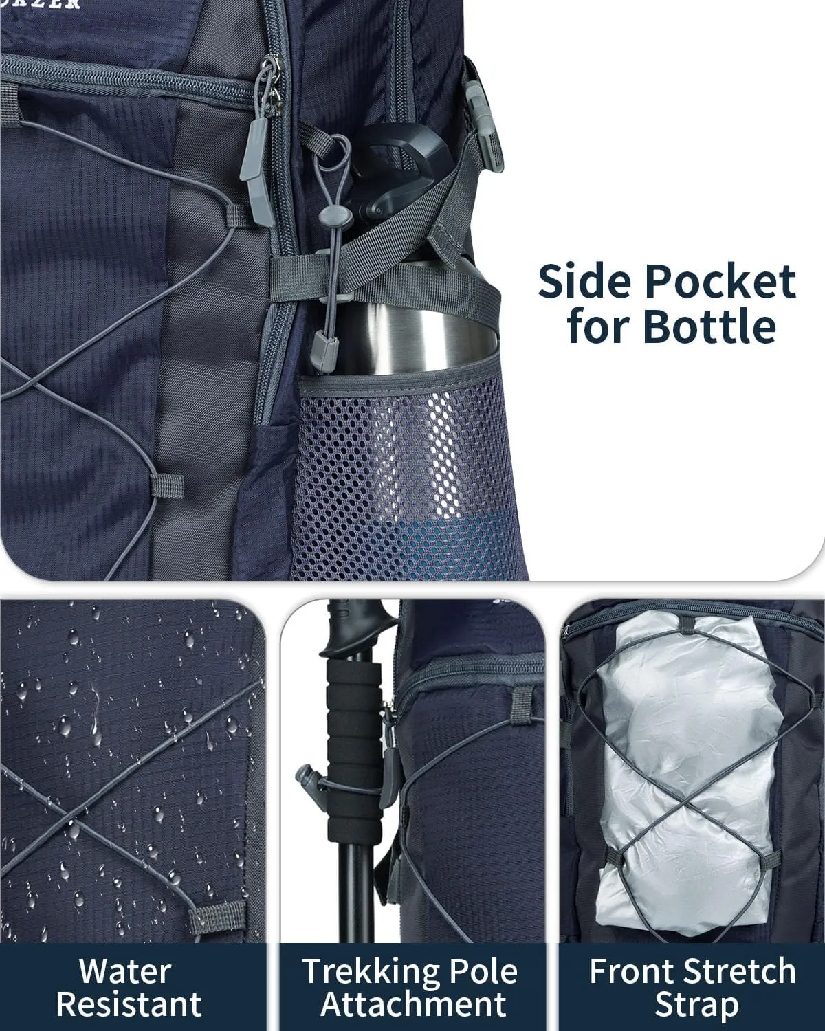 40L Hiking Backpack Lightweight Water Resistant Camping Outdoor Sport Trekking Travel Daypack for Men Women（Blue A）