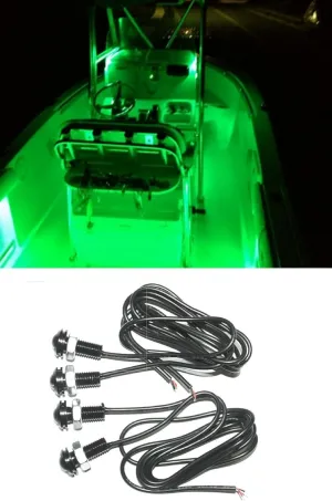 4X Green LED Boat Light Waterproof 12v Deck Storage Kayak Bow Trailer Bass
