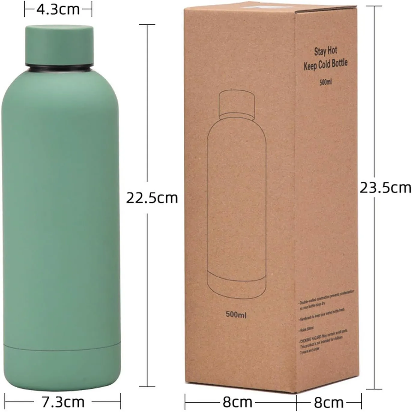 500ml/17oz American Small Mouth Double Layer Insulation Cup Outdoor Sports Multi Color Simple Water Cup-Cinnabar orange