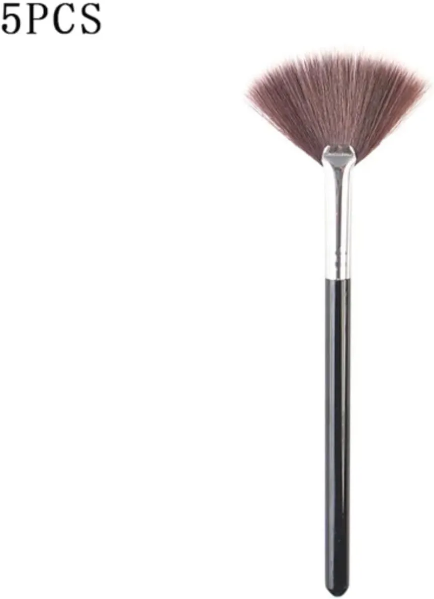 5pcs Fan Brushes Facial Brushes Soft Makeup Brush Cosmetic Applicator Tools Wooden Handle and Soft Fiber Glycolic Peel Mask