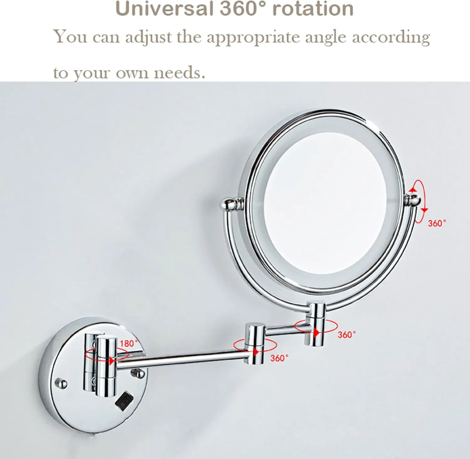 8-inch Wall-mounted Makeup Mirror, Foldable Cosmetic Mirror, Double-sided Magnifying Mirror, Illuminated Vanity Mirror, Bathroom Shaving Mirro