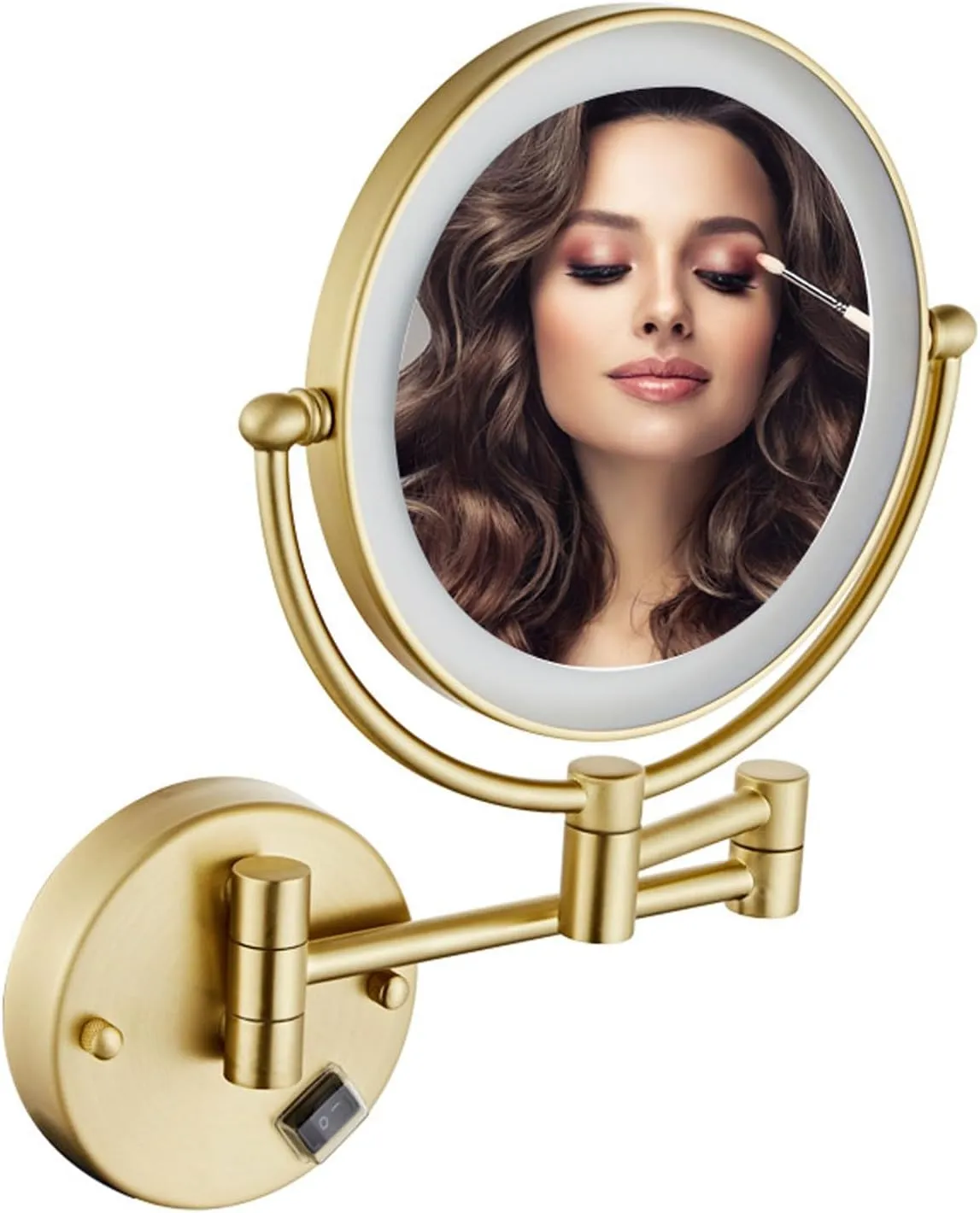 8-inch Wall-mounted Makeup Mirror, Foldable Cosmetic Mirror, Double-sided Magnifying Mirror, Illuminated Vanity Mirror, Bathroom Shaving Mirro