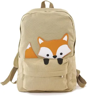 85120CN-KH Peeking Fox Canvas Backpack, One Size, Multicolor