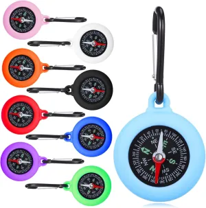 9pcs Mini Compass with Carabiner Clip Portable Navigation Tool for Hiking Camping and Outdoor Survival Weatherproof Design for Accurate Direction Finding