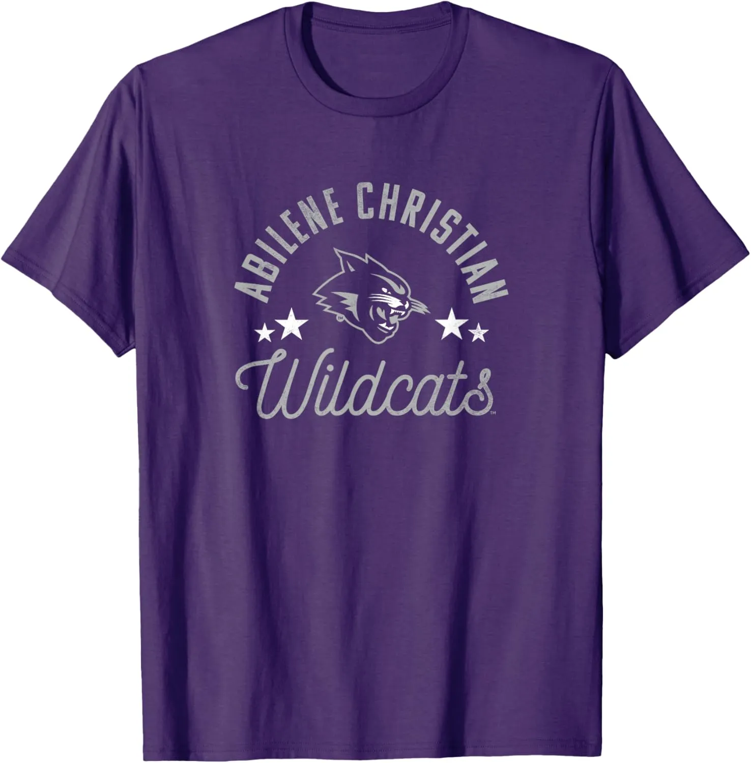 Abilene Christian University Wildcats Logo T-Shirt, Unisex-Adults & Kids, Purple, Small, Short Sleeve, Cotton, Machine Wash