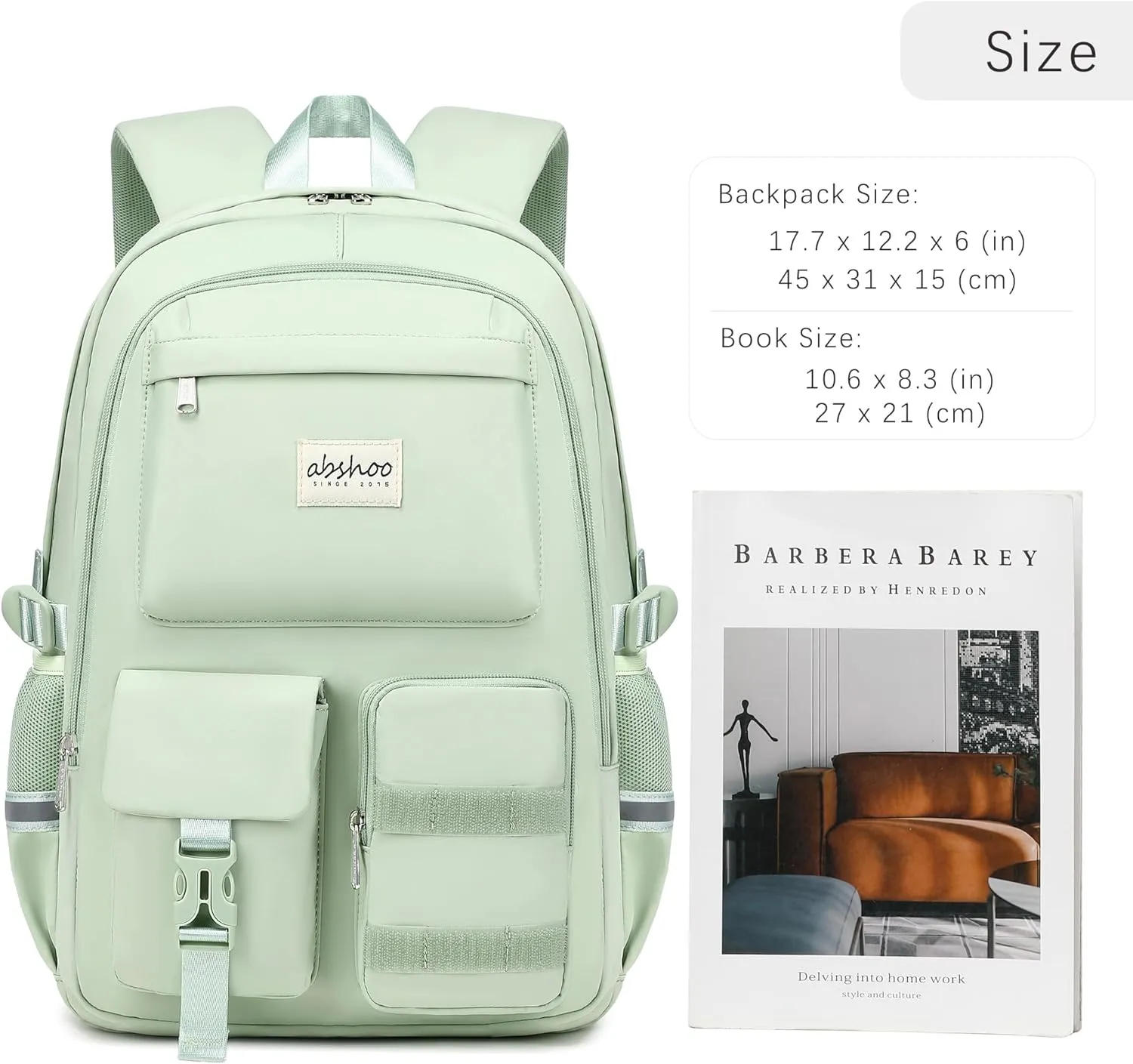 abshoo Big Student Laptop Backpack For College Women Middle High School Teen Girls Bookbag Travel Daypack (Olive Green)
