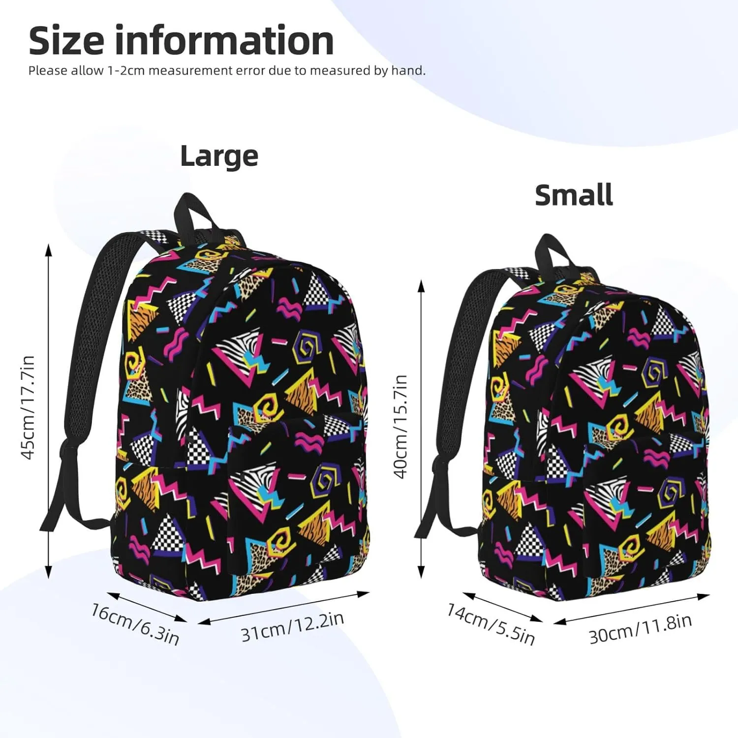 Abstract 90s Retro Fashion Backpack for Girls Boys Women Lightweight Canvas Bookbag Casual Daypack for Travel Outdoor Camping, 17 Inches