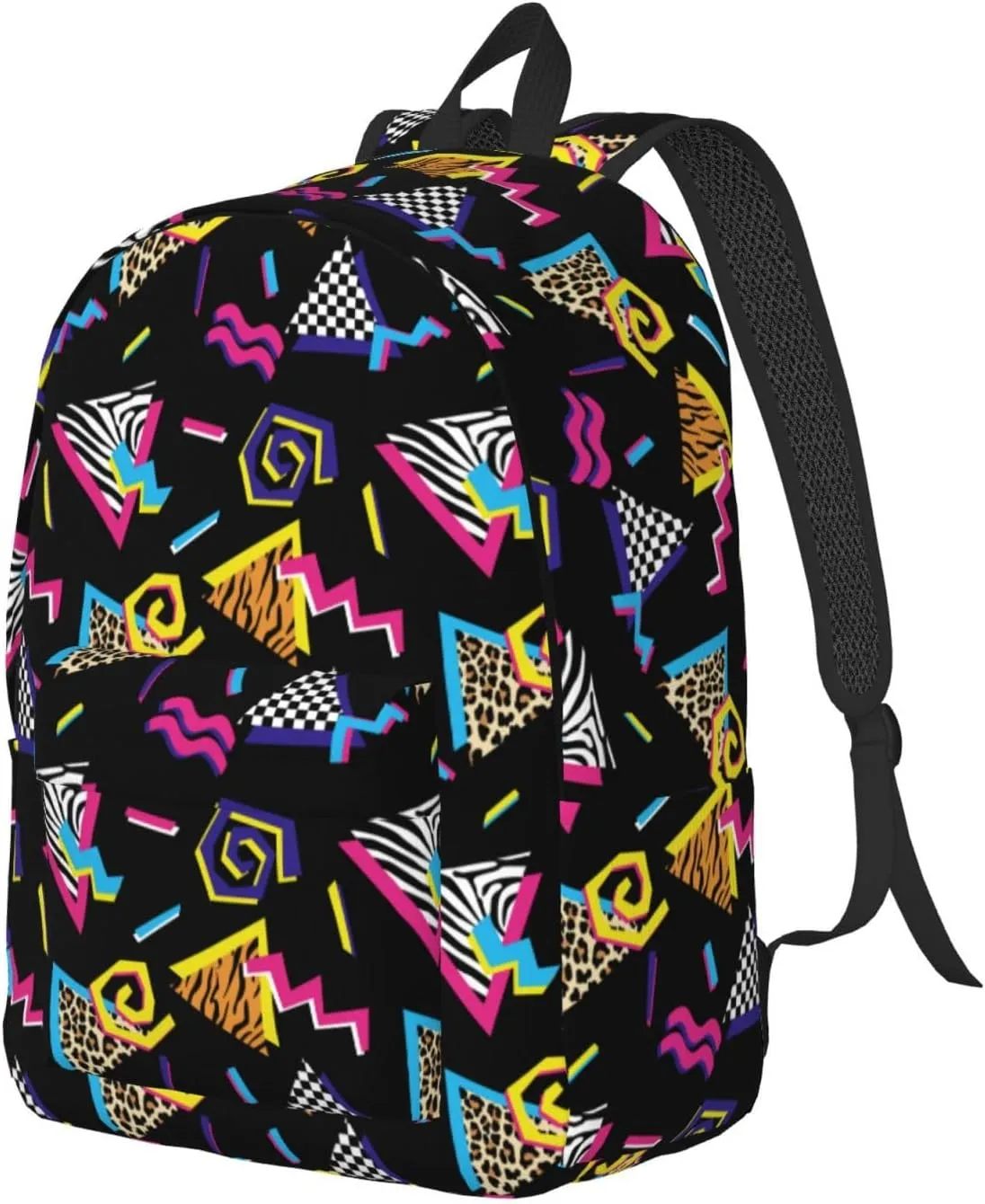 Abstract 90s Retro Fashion Backpack for Girls Boys Women Lightweight Canvas Bookbag Casual Daypack for Travel Outdoor Camping, 17 Inches