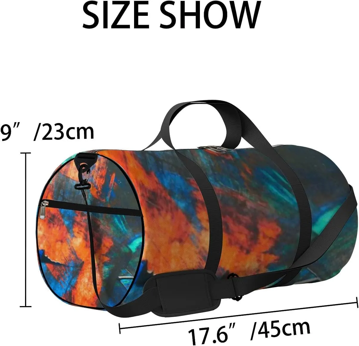 Abstract Background Acrylic Paint on Canvas Sports Bag Tote Bag Waterproof Gym Bag with Shoulder Strap Zipper 2 Side Pockets for Men and Women, Travel and Storage Shoulder Bag.