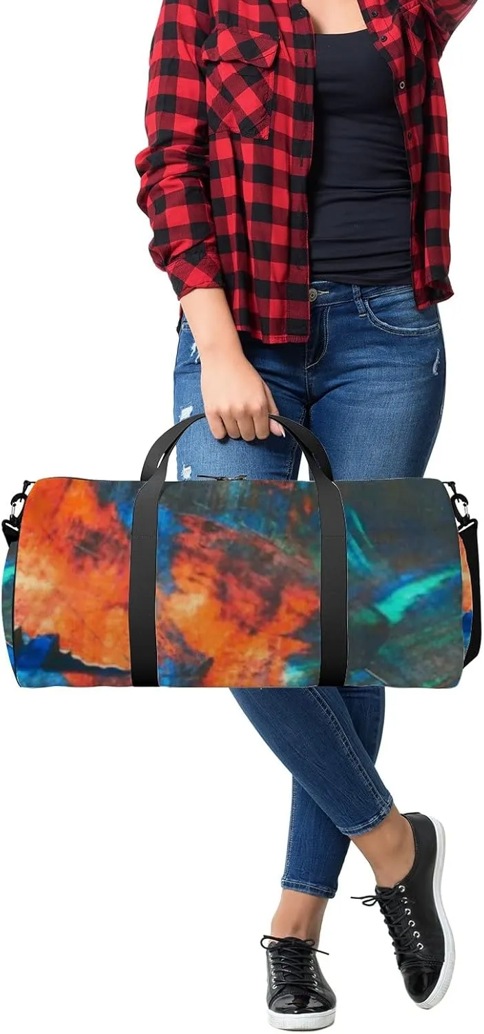 Abstract Background Acrylic Paint on Canvas Sports Bag Tote Bag Waterproof Gym Bag with Shoulder Strap Zipper 2 Side Pockets for Men and Women, Travel and Storage Shoulder Bag.