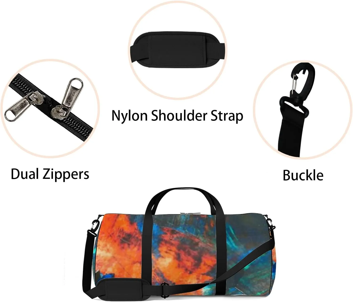 Abstract Background Acrylic Paint on Canvas Sports Bag Tote Bag Waterproof Gym Bag with Shoulder Strap Zipper 2 Side Pockets for Men and Women, Travel and Storage Shoulder Bag.