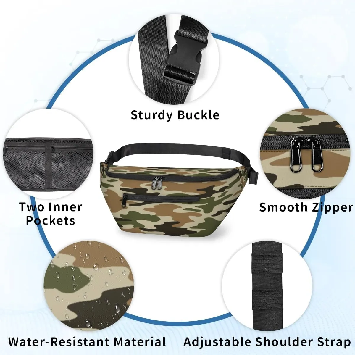Abstract Camouflage Paint Crossbody Sling Bag for Women Men Crossbody Backpack with 4 Zipper Pockets Fanny Pack Shoulder Casual Daypack for Travel Running Hiking Cycling