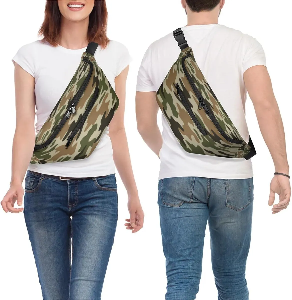 Abstract Camouflage Paint Crossbody Sling Bag for Women Men Crossbody Backpack with 4 Zipper Pockets Fanny Pack Shoulder Casual Daypack for Travel Running Hiking Cycling