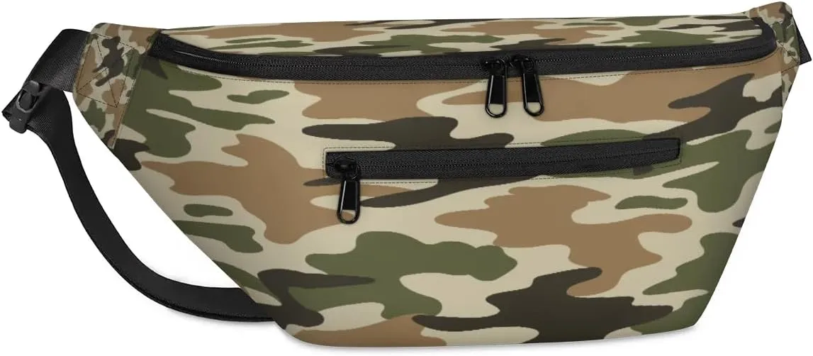 Abstract Camouflage Paint Crossbody Sling Bag for Women Men Crossbody Backpack with 4 Zipper Pockets Fanny Pack Shoulder Casual Daypack for Travel Running Hiking Cycling