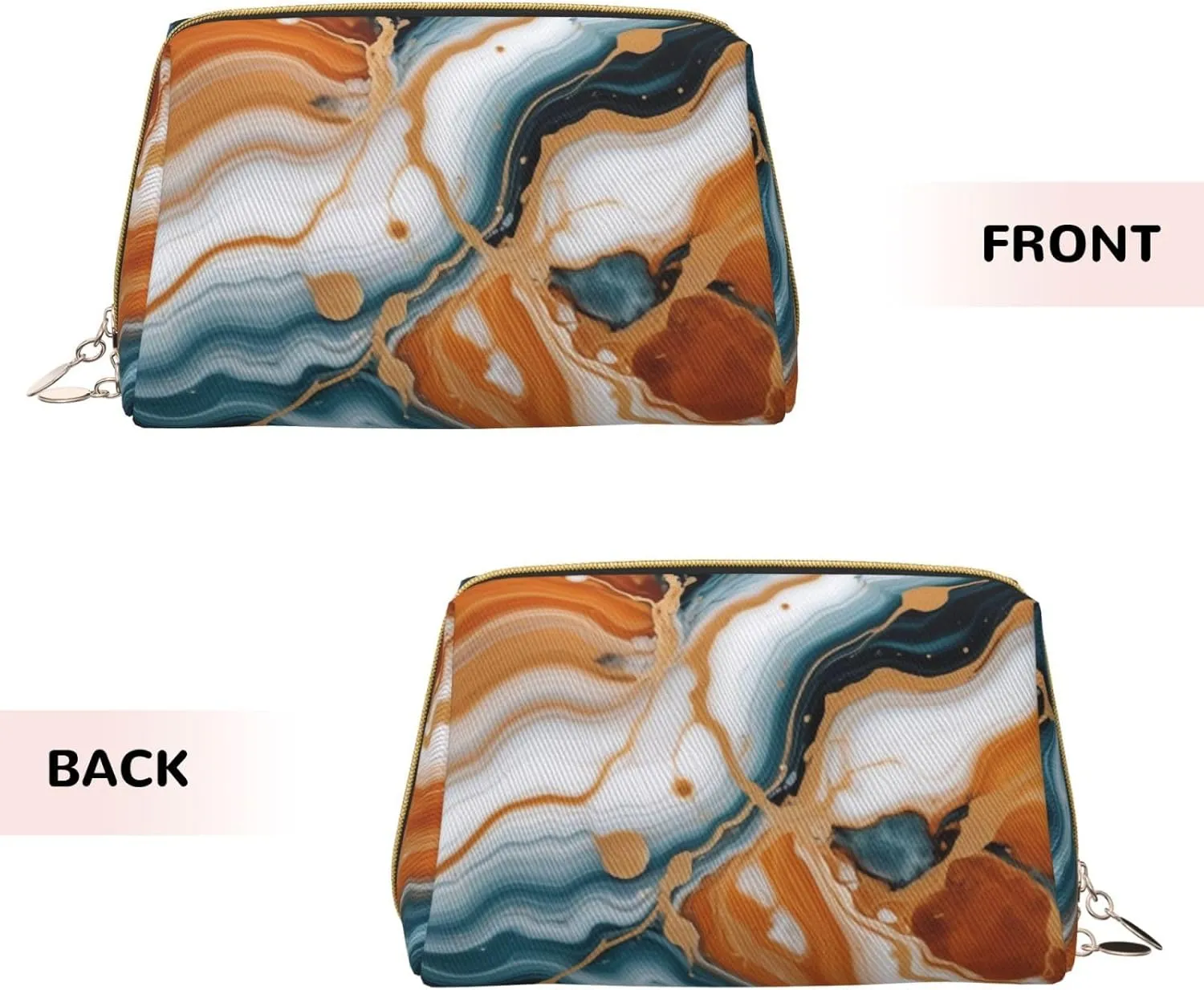 Abstract Marble Stone Printed Small Makeup Bag,Travel Cosmetic Bag Purse with Zipper,Water-resistant Makeup Organizer Bag for Women