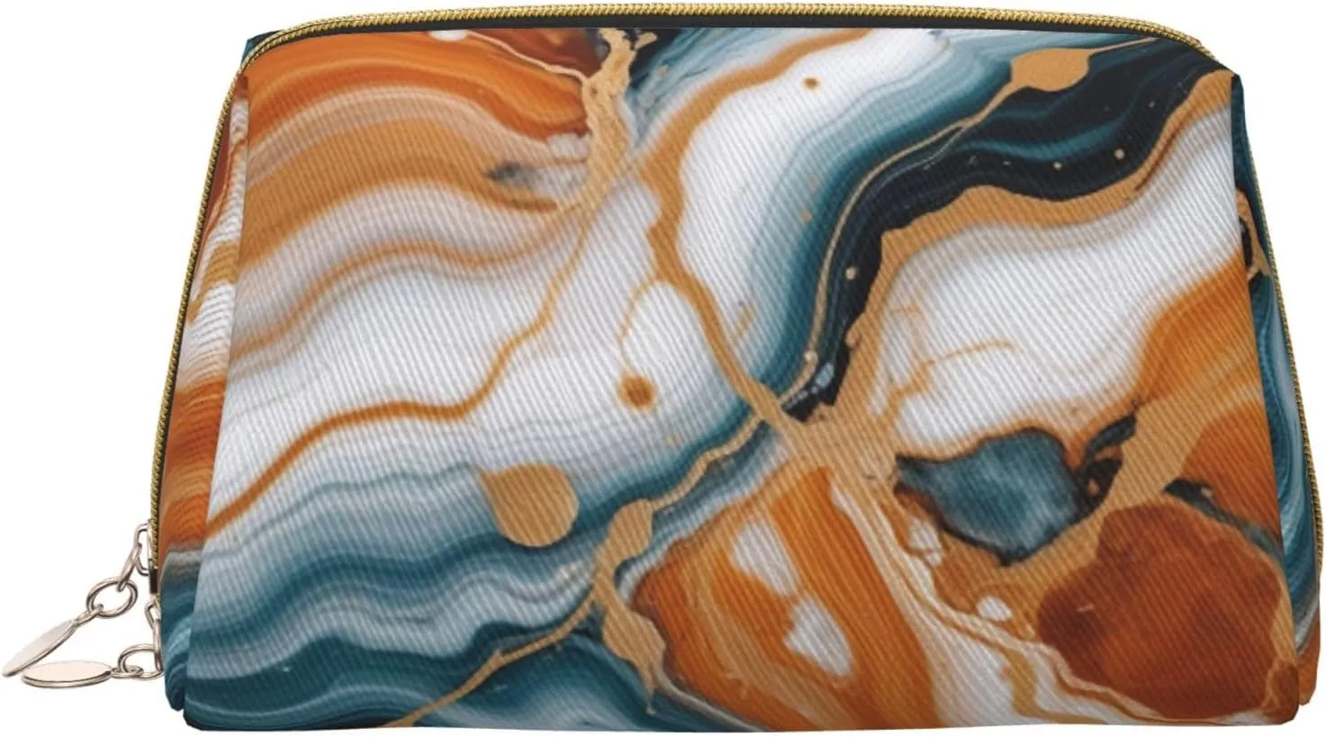 Abstract Marble Stone Printed Small Makeup Bag,Travel Cosmetic Bag Purse with Zipper,Water-resistant Makeup Organizer Bag for Women